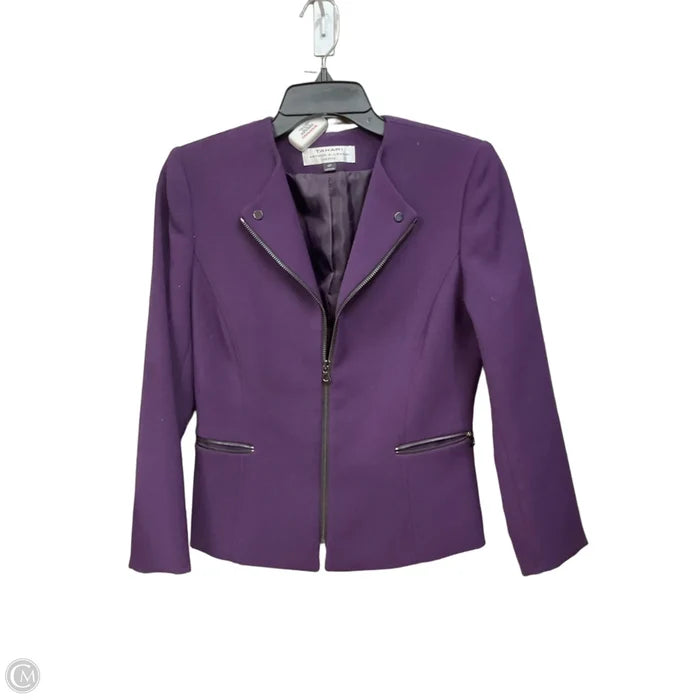 Jacket Moto By Tahari By Arthur Levine In Purple, Size: 4p