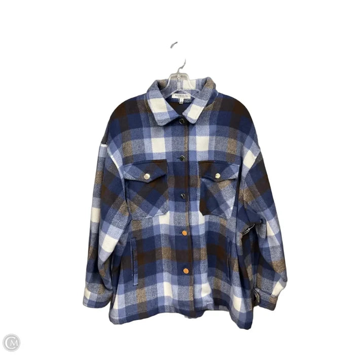 Jacket Shirt By Workshop In Plaid Pattern, Size: Xl