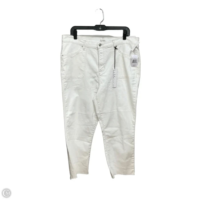 Jeans Boot Cut By Nicole Miller In White Denim, Size: 14