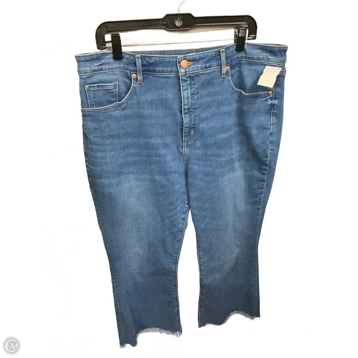 Jeans Cropped By Loft In Blue Denim, Size: 18