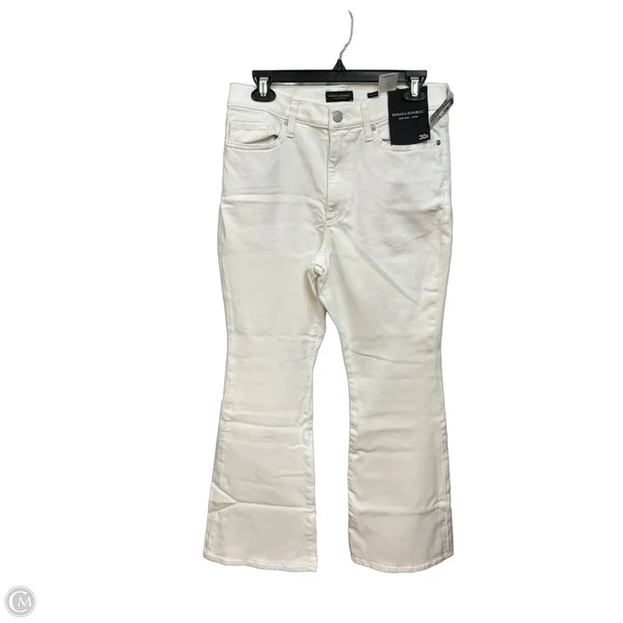 Jeans Flared By Banana Republic In White Denim, Size: 8