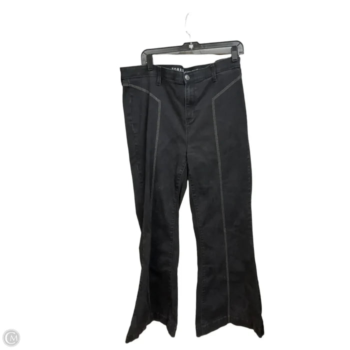 Jeans Flared By Torrid In Black Denim, Size: 18