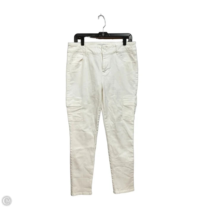 Jeans Skinny By Cabi In White Denim, Size: 10