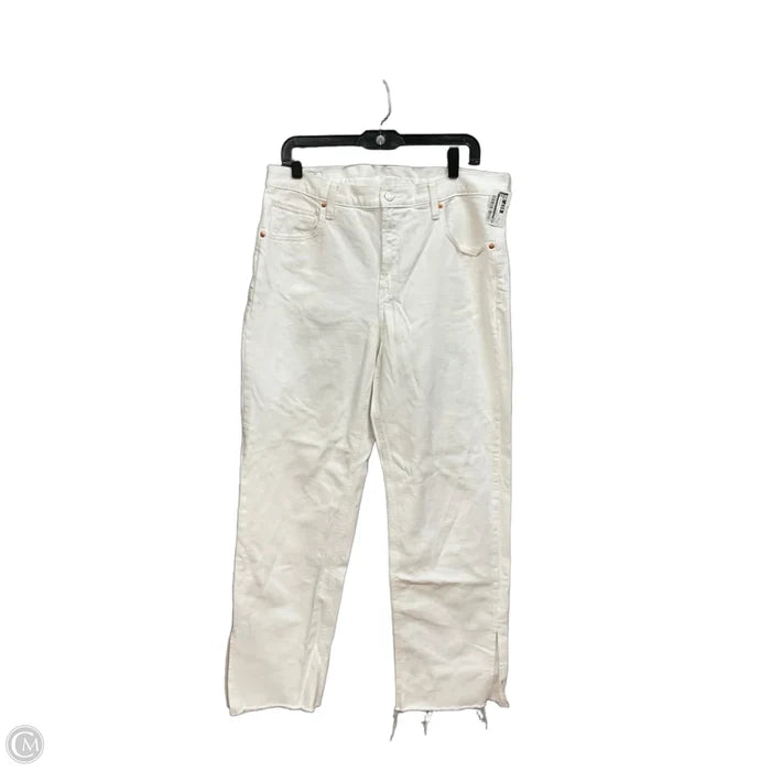 Jeans Straight By Gap In White Denim, Size: 14