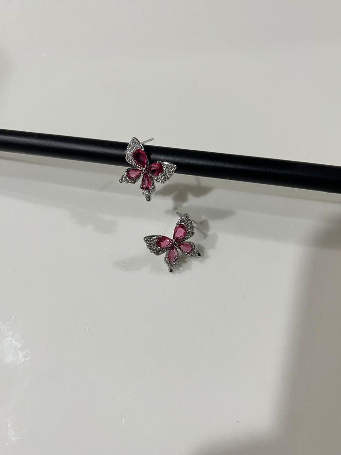 Pink butterfly earings