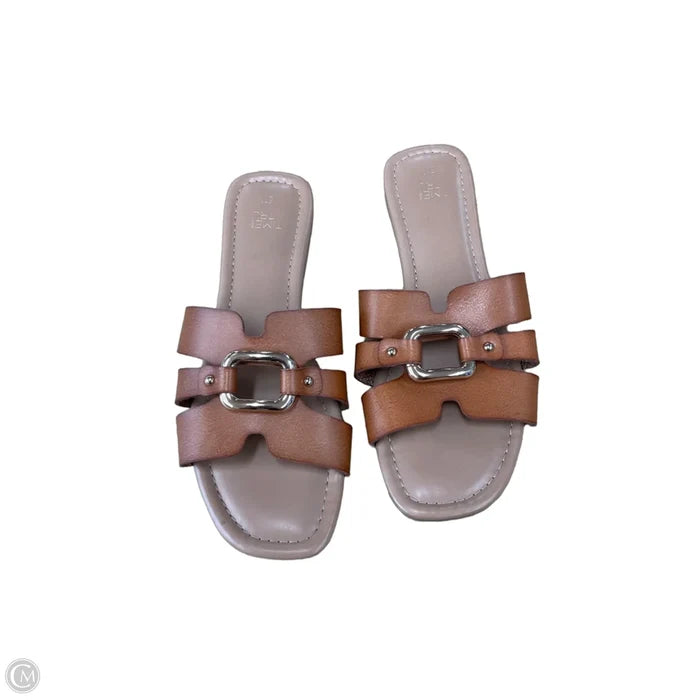 Sandals Flats By Time And Tru In Brown, Size: 8.5