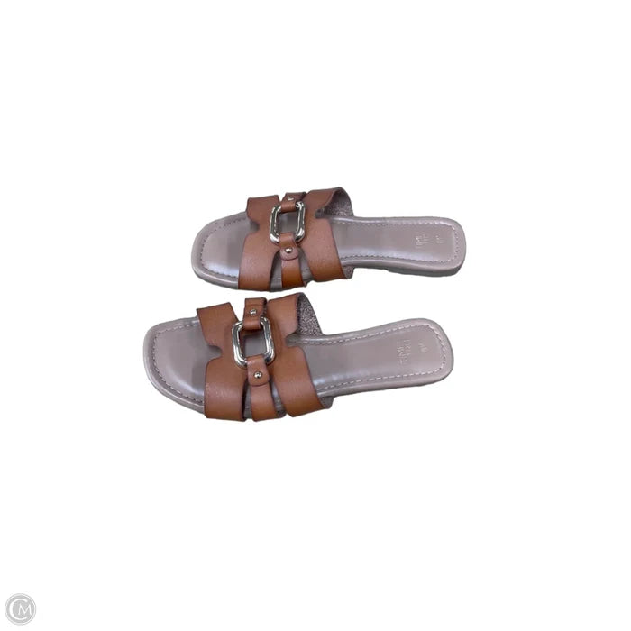Sandals Flats By Time And Tru In Brown, Size: 8.5