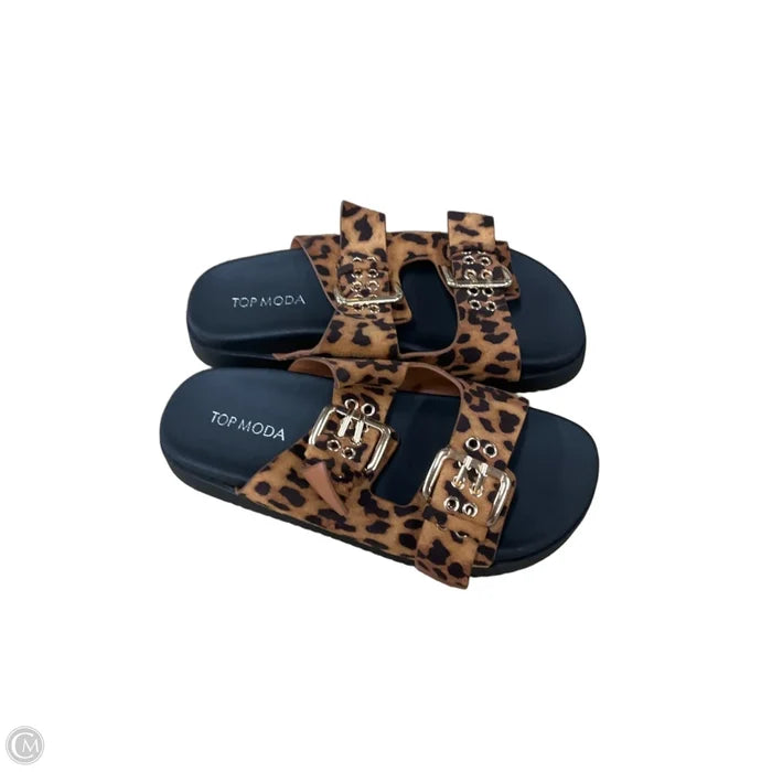 Sandals Flats By Top Moda In Animal Print, Size: 6