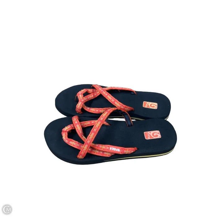 Sandals Flip Flops By Teva In Black & Orange, Size: 8