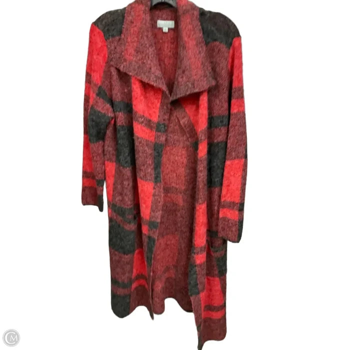 Sweater Cardigan By Joseph A. In Black & Red, Size: S