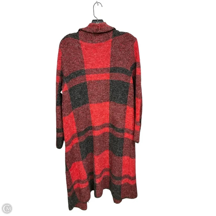 Sweater Cardigan By Joseph A. In Black & Red, Size: S