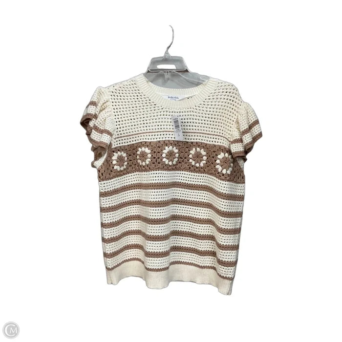 Sweater Short Sleeve By Cmc In Tan & White, Size: Xl