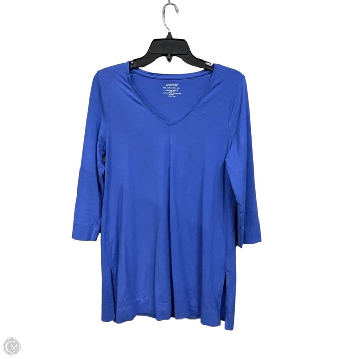 Top 3/4 Sleeve Basic By Chicos In Blue, Size: S