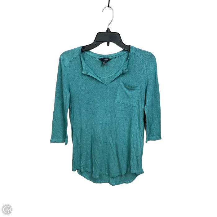 Top 3/4 Sleeve Basic By Lucky Brand In Teal, Size: Xs