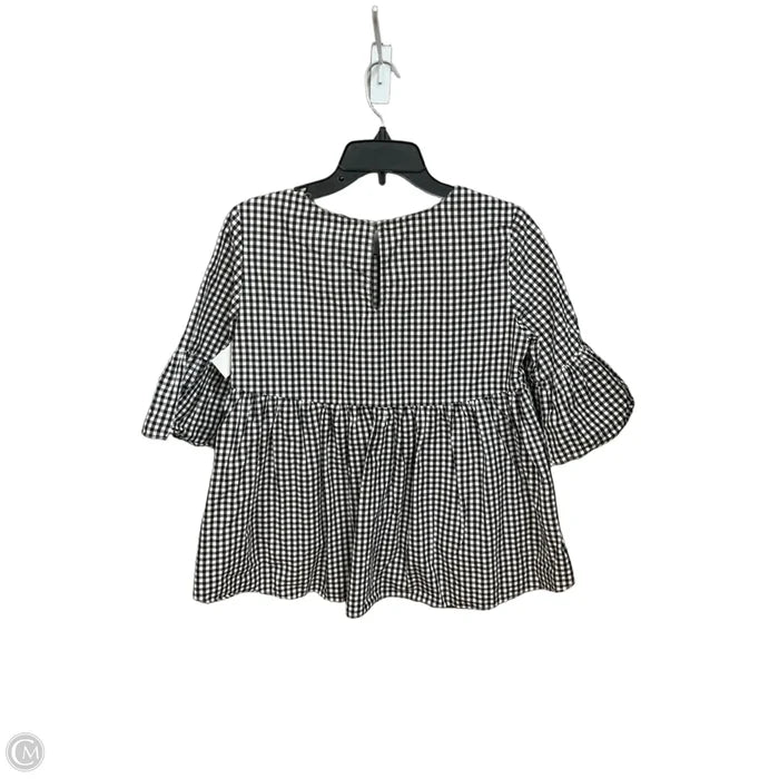 Top 3/4 Sleeve By Amanda Uprichard In Checkered Pattern, Size: S