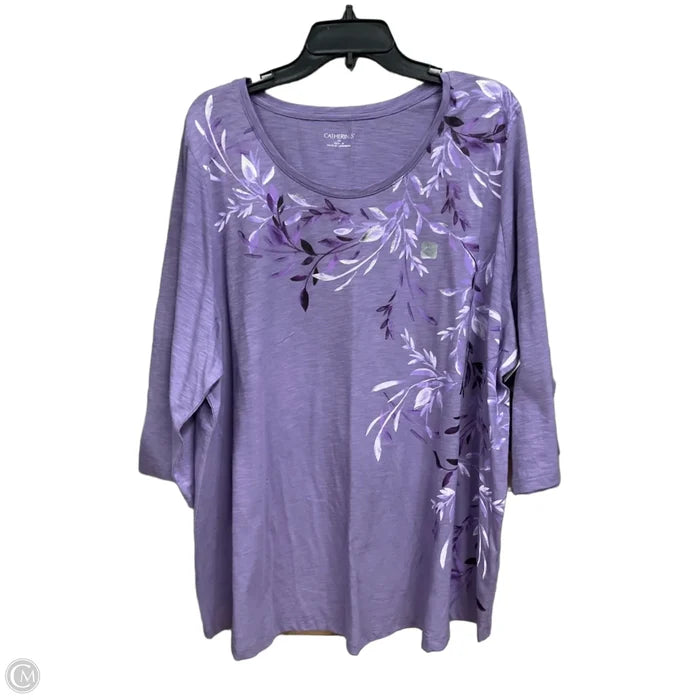 Top 3/4 Sleeve By Catherines In Floral Print, Size: 2x