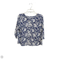 Top 3/4 Sleeve By Charter Club In Blue & White, Size: L