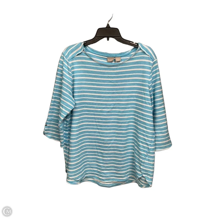 Top 3/4 Sleeve By Chicos In Striped Pattern, Size: Xl