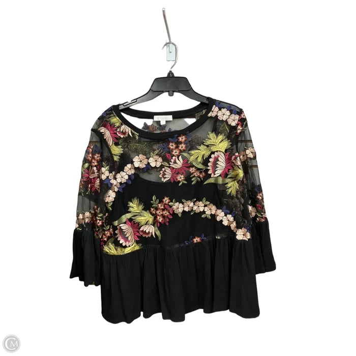 Top 3/4 Sleeve By Eri + Ali In Floral Print, Size: L