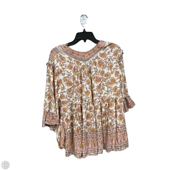 Top 3/4 Sleeve By Free People In Floral Print, Size: Xs