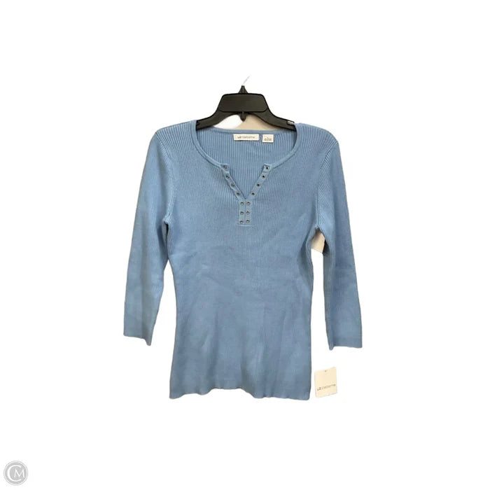Top 3/4 Sleeve By Liz Claiborne In Blue, Size: L