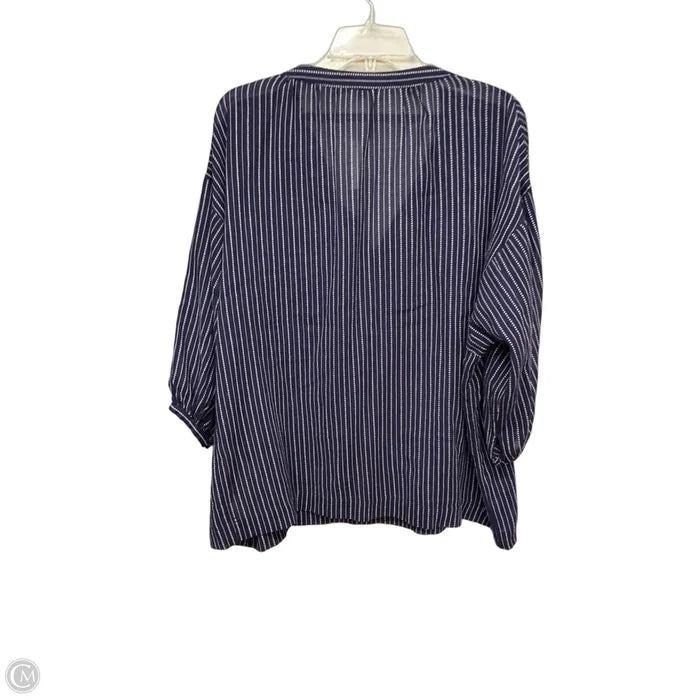 Top 3/4 Sleeve By Madewell In Blue & White, Size: S