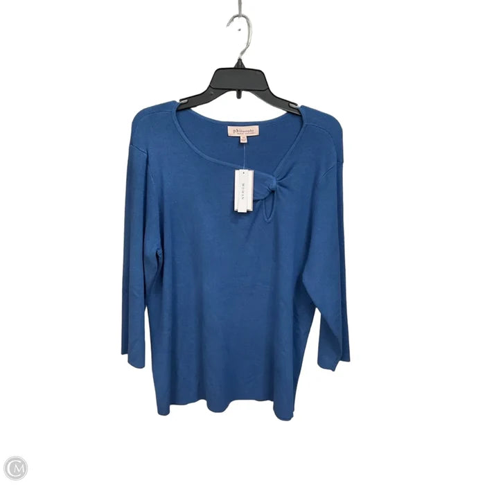 Top 3/4 Sleeve By Philosophy In Blue, Size: 2x