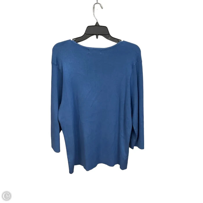 Top 3/4 Sleeve By Philosophy In Blue, Size: 2x