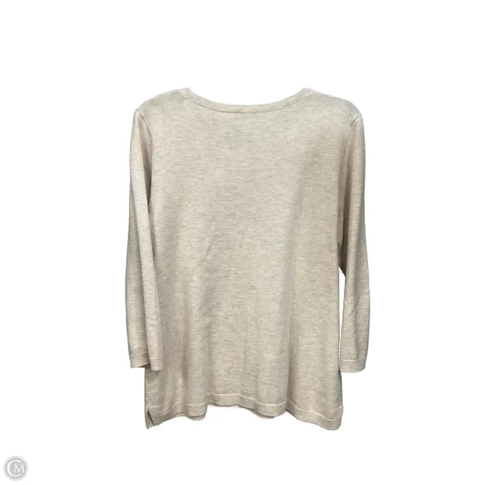 Top 3/4 Sleeve By Talbots In Tan & White, Size: M