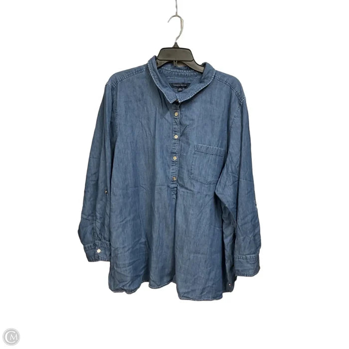 Top 3/4 Sleeve By Tommy Hilfiger In Blue Denim, Size: 2x