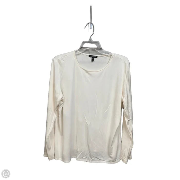 Top Long Sleeve Basic By Eileen Fisher In White, Size: L