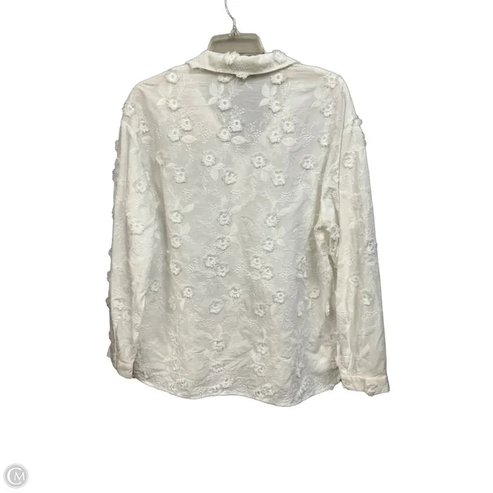 Top Long Sleeve By Adrianna Papell In White, Size: L