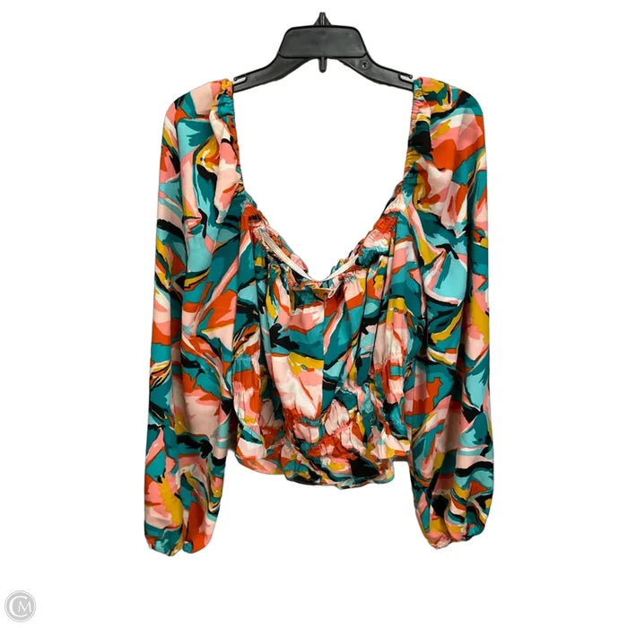 Top Long Sleeve By Bar Iii In Floral Print, Size: Xl