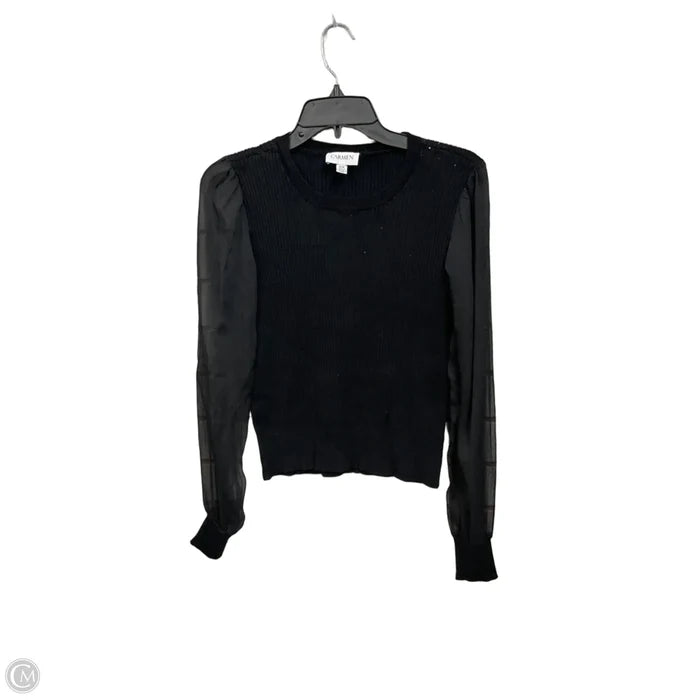 Top Long Sleeve By Carmen By Carmen Marc Valvo In Black, Size: M