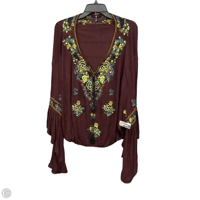 Top Long Sleeve By Free People In Maroon, Size: Xs