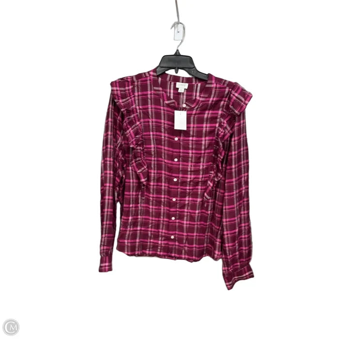 Top Long Sleeve By J. Crew In Plaid Pattern, Size: Xl