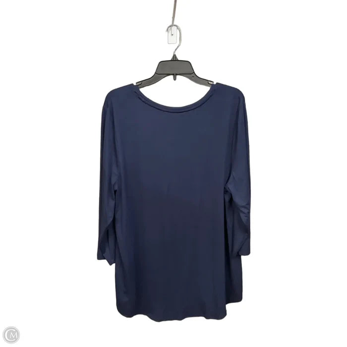 Top Long Sleeve By Jm Collections In Navy, Size: Xl