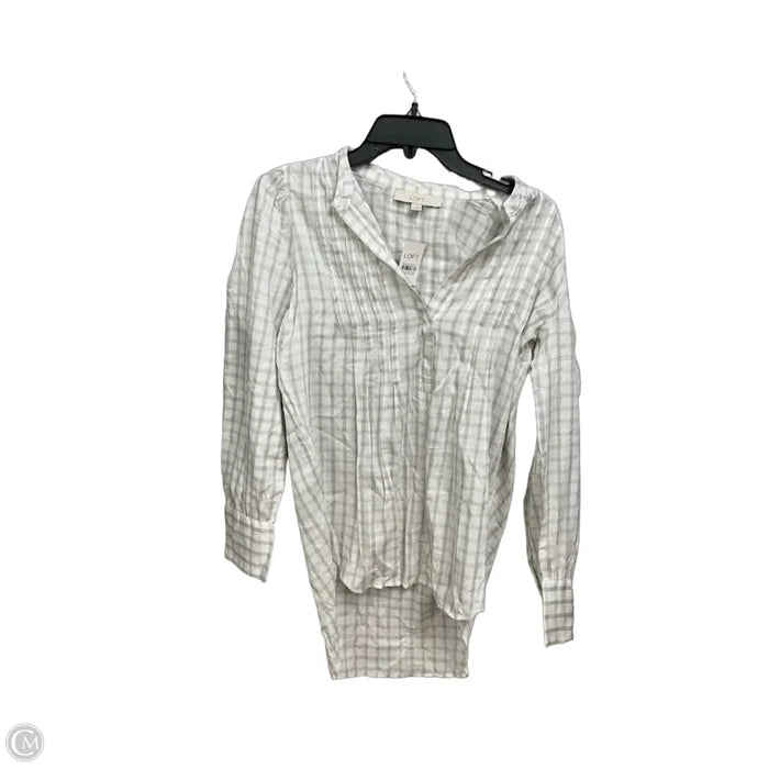 Top Long Sleeve By Loft In Plaid Pattern, Size: S