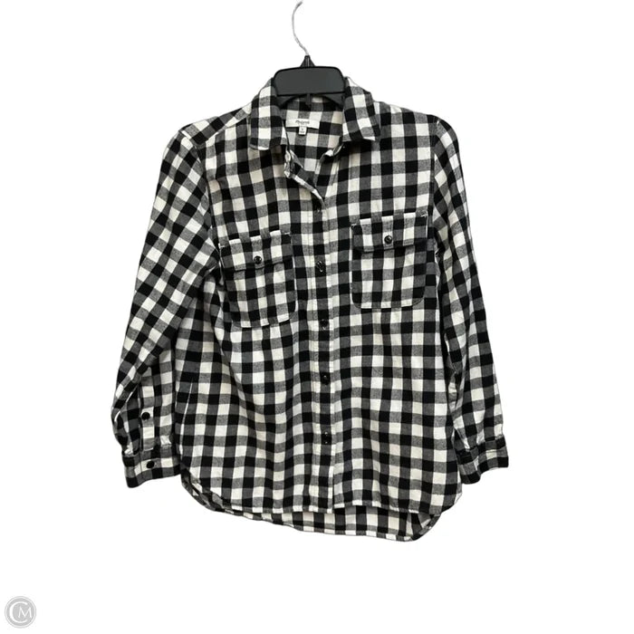 Top Long Sleeve By Madewell In Plaid Pattern, Size: S