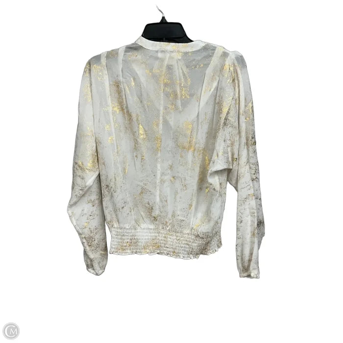 Top Long Sleeve By Michael By Michael Kors In Gold & White, Size: S