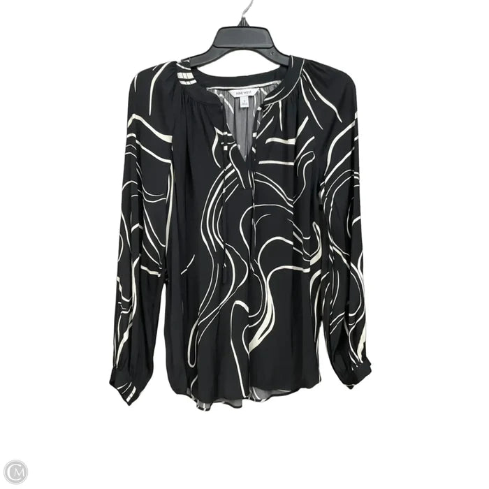 Top Long Sleeve By Nine West In Black & White, Size: S