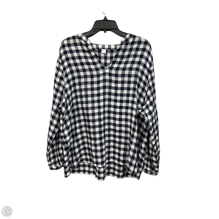 Top Long Sleeve By Old Navy In Checkered Pattern, Size: L