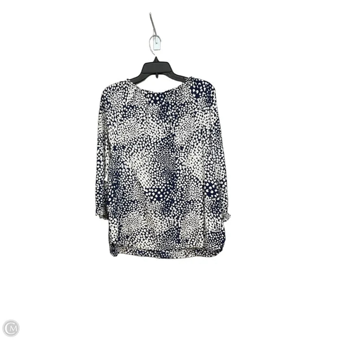 Top Long Sleeve By Talbots In Blue & White, Size: Xl