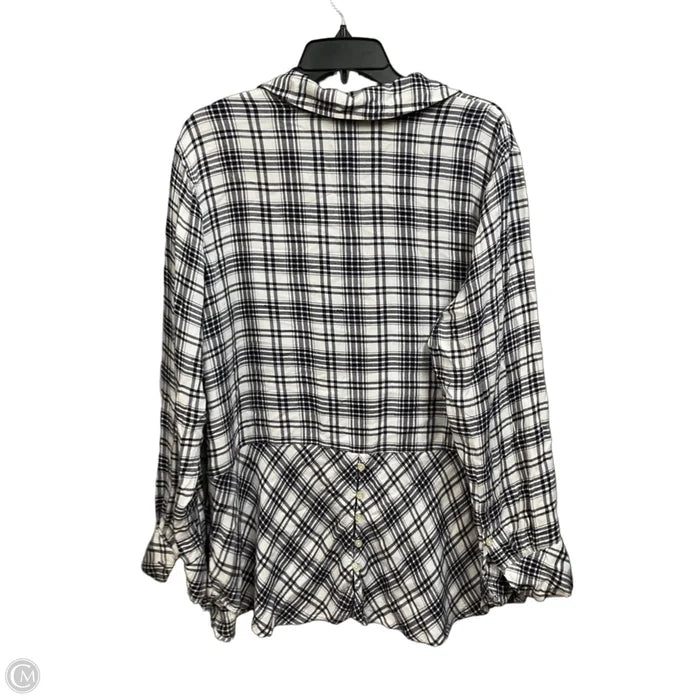 Top Long Sleeve By Talbots In Plaid Pattern, Size: 2x