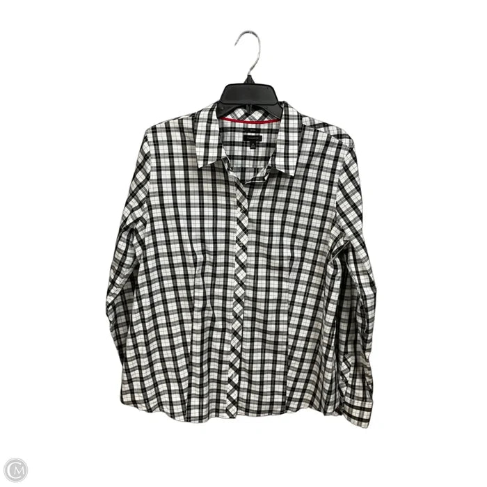 Top Long Sleeve By Talbots In Plaid Pattern, Size: M