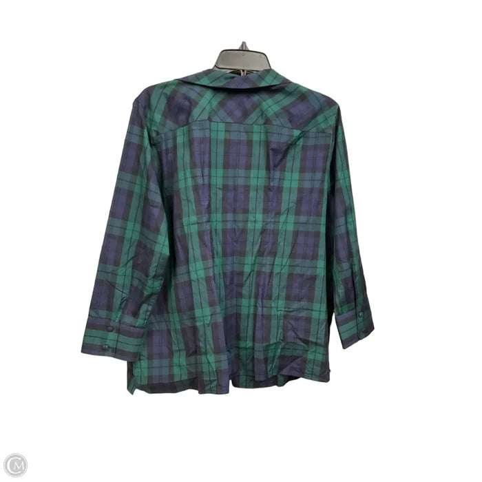 Top Long Sleeve By Talbots In Plaid Pattern, Size: Xl
