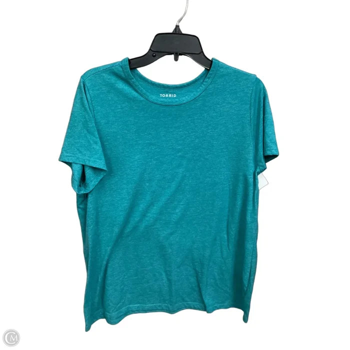 Top Short Sleeve Basic By Torrid In Teal, Size: 1x
