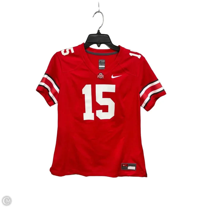 Top Short Sleeve By Nike Apparel In Red & White, Size: M