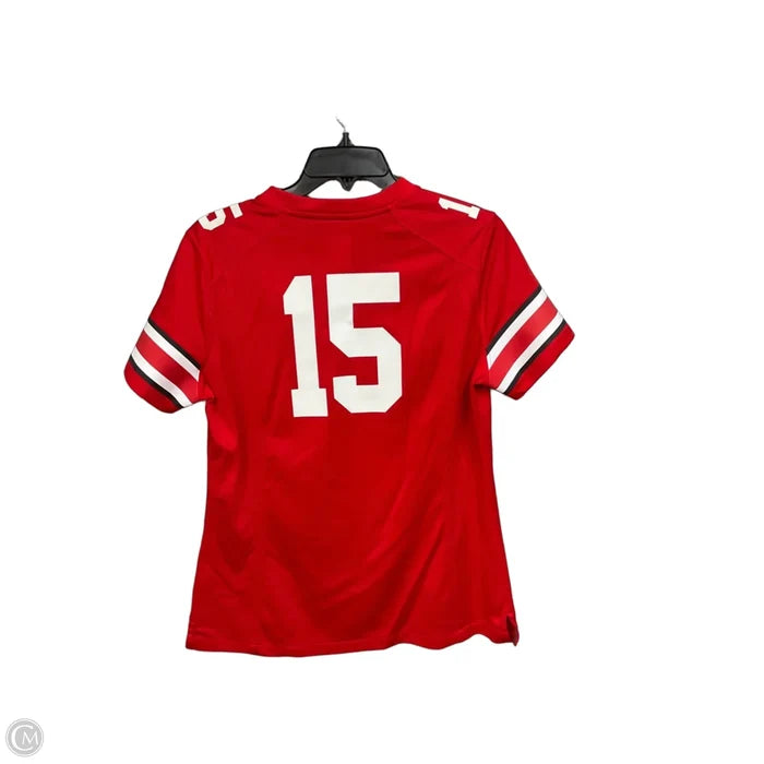 Top Short Sleeve By Nike Apparel In Red & White, Size: M