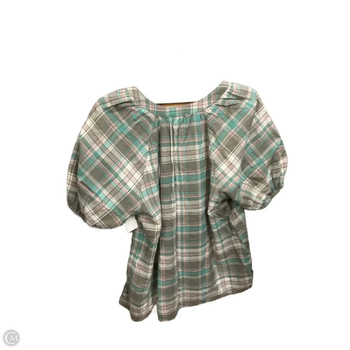 Top Short Sleeve By Beachlunchlounge In Plaid Pattern, Size: Xs